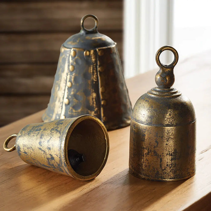 La Taverna Bells | Antique Brass Cast Aluminum Bells (Set of 3) - Villa Decor & Design