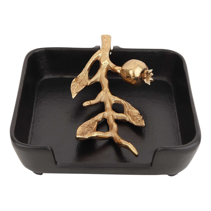 Leafy Black Gold Tissue Holder – Elegant Nature Décor