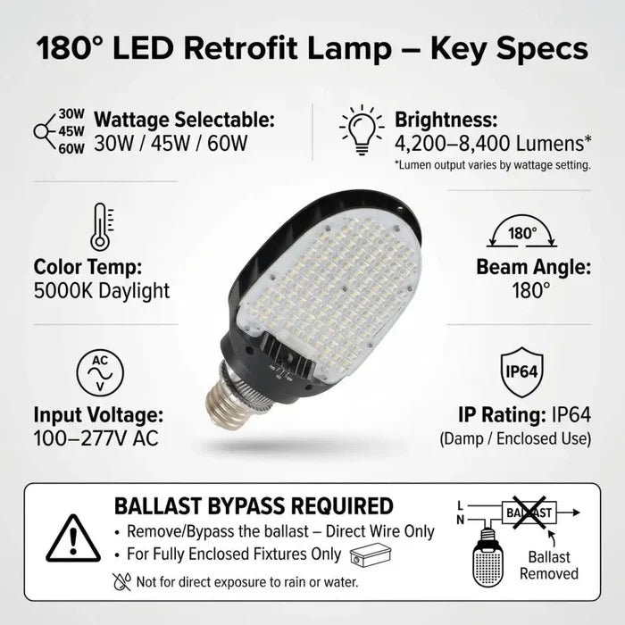 8400 lumen LED corn bulb 60W bright daylight 5000K high efficiency lighting output