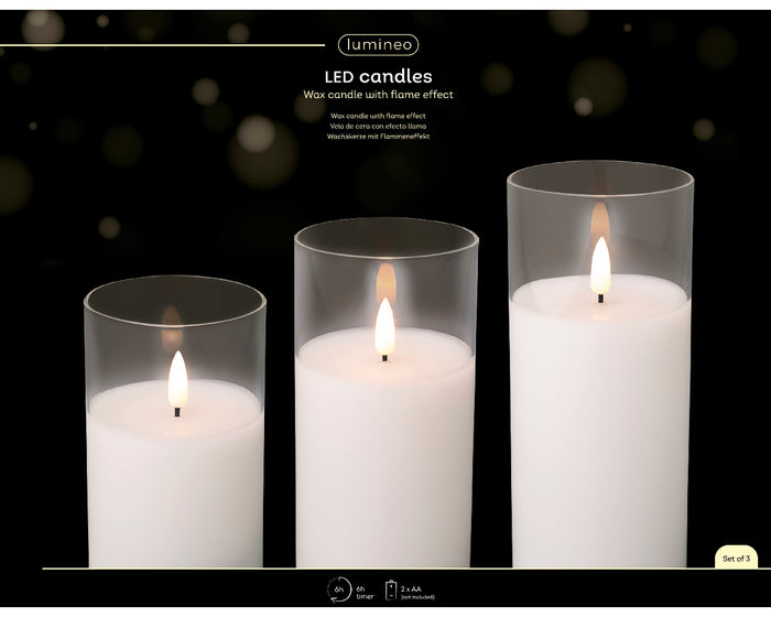 LED Wick Candle White 17.5cm