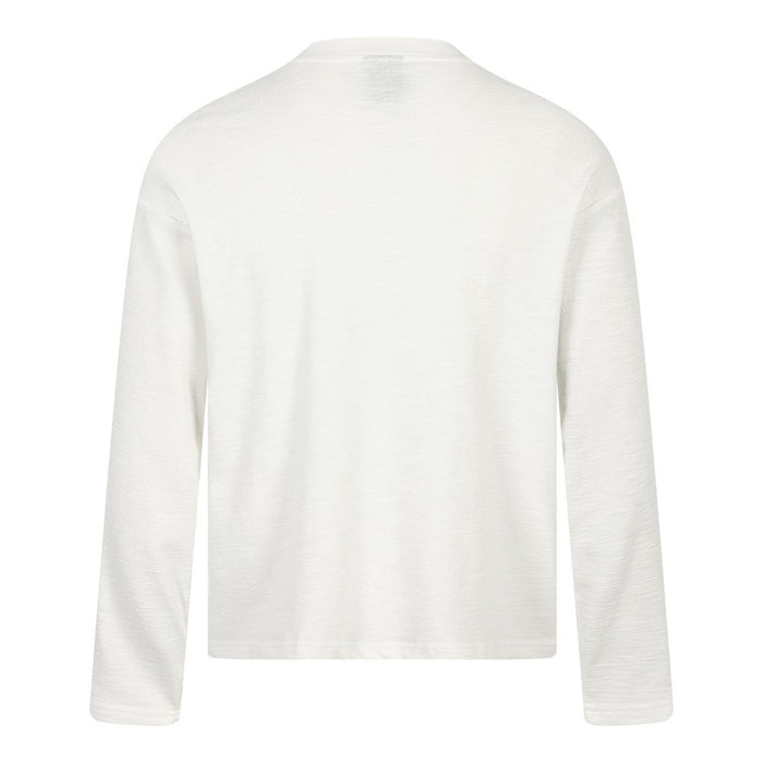 White long sleeve crew neck T-shirt back view