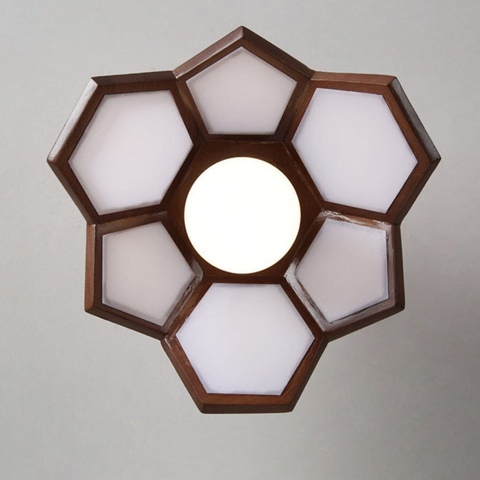 Lotus Oak Semi-Flush Mount Wood Walnut Nordic LED E27 4 Variants | NordaLight