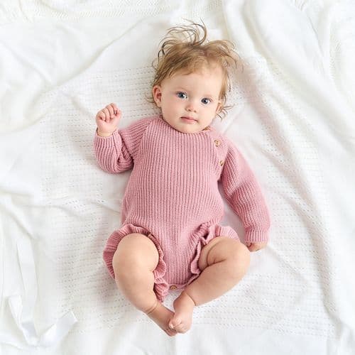 Mabel & Fox - Ruffle Knitted Romper - Pink