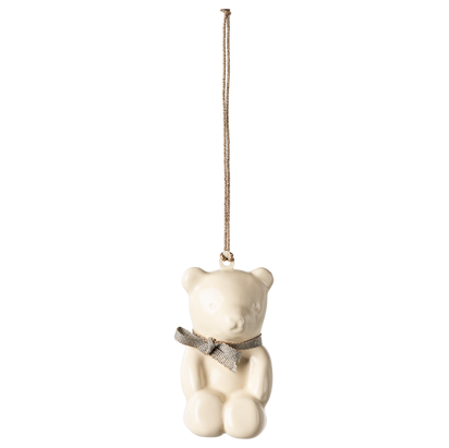 Maileg – Metal Christmas Ornament – Teddy Bear Off White/Blue
