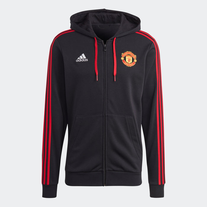 adidas Manchester United DNA Full-Zip Hoodie | Black/Red | Men's