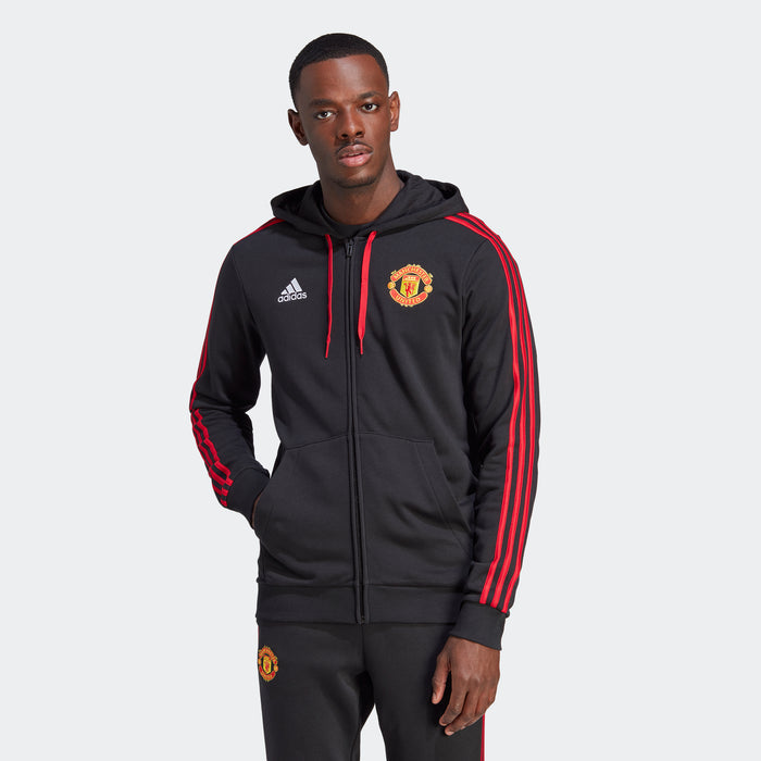 adidas Manchester United DNA Full-Zip Hoodie | Black/Red | Men's