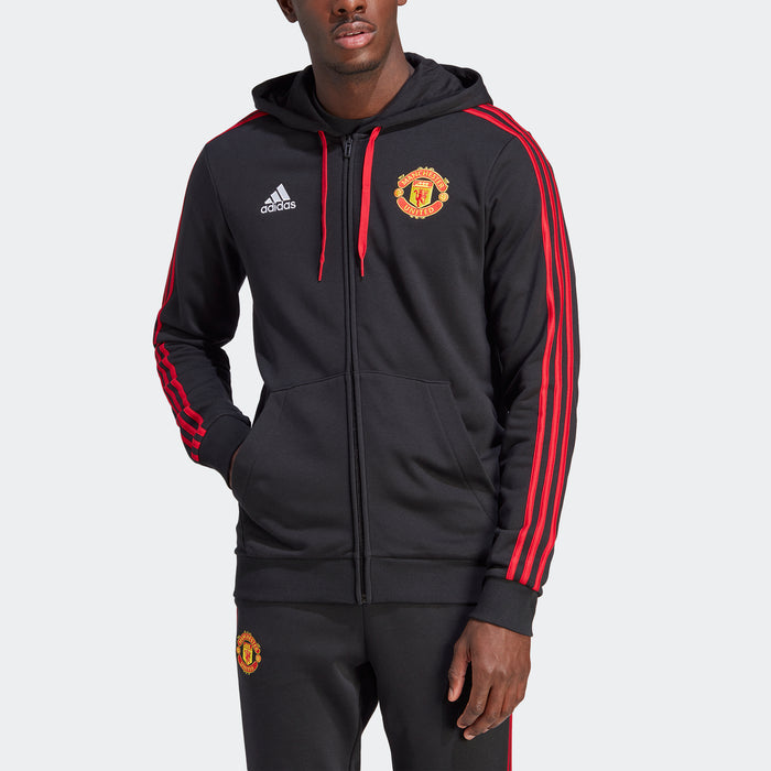 adidas Manchester United DNA Full-Zip Hoodie | Black/Red | Men's