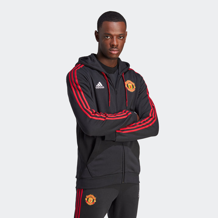 adidas Manchester United DNA Full-Zip Hoodie | Black/Red | Men's