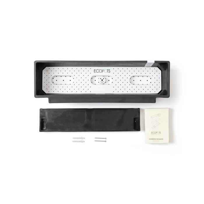 Manhattan Large Rectangle Wall Planter - 21.75 in x 6.75 in x 6 in - Dark Grey - Dark Grey,21.75 in x 6.75 in x 6 in
