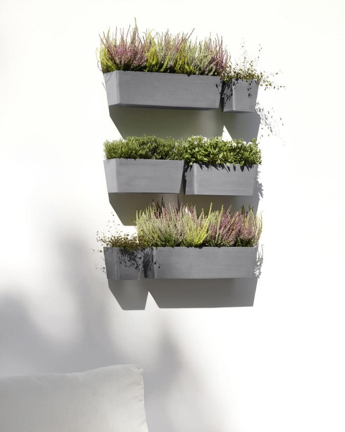 Manhattan Medium Rectangle Wall Planter - 13.75 in x 6.75 in x 6 in - Grey - Grey,13.75 in x 6.75 in x 6 in
