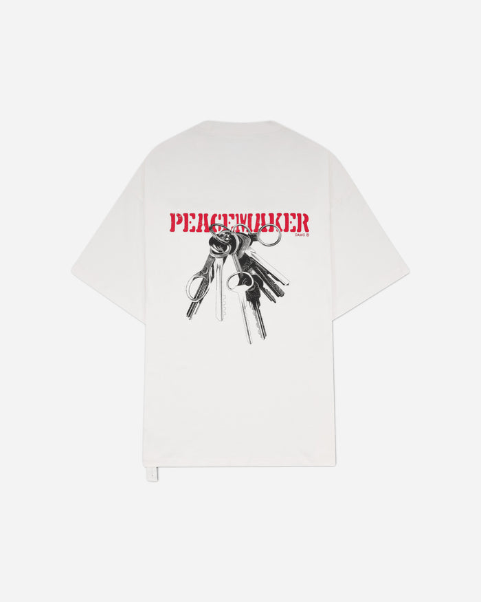 OAMC Peacemaker Oversize Tee  Keys Print White T-Shirts Top PCM3OT02LJE002001 WHITE