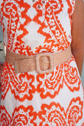 Metallic Wrapped Rectangle Elastic Belt Rose Gold