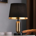 Mid-Century Brass Fabric Shade Table Lamp Cylindrical Trumpet E27 Two Colours | NordaLight