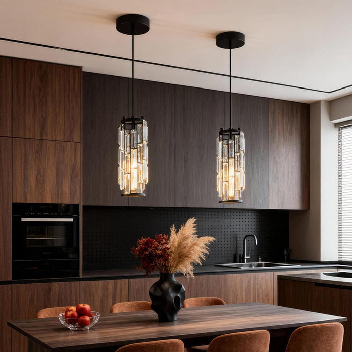 Mini Crystal Pendant Light Industrial Iron E27 Black Gold Chrome 1 3 Light Kitchen Island | NordaLight