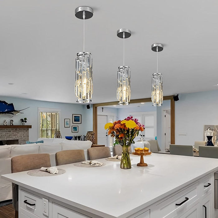 Mini Crystal Pendant Light Industrial Iron E27 Black Gold Chrome 1 3 Light Kitchen Island | NordaLight