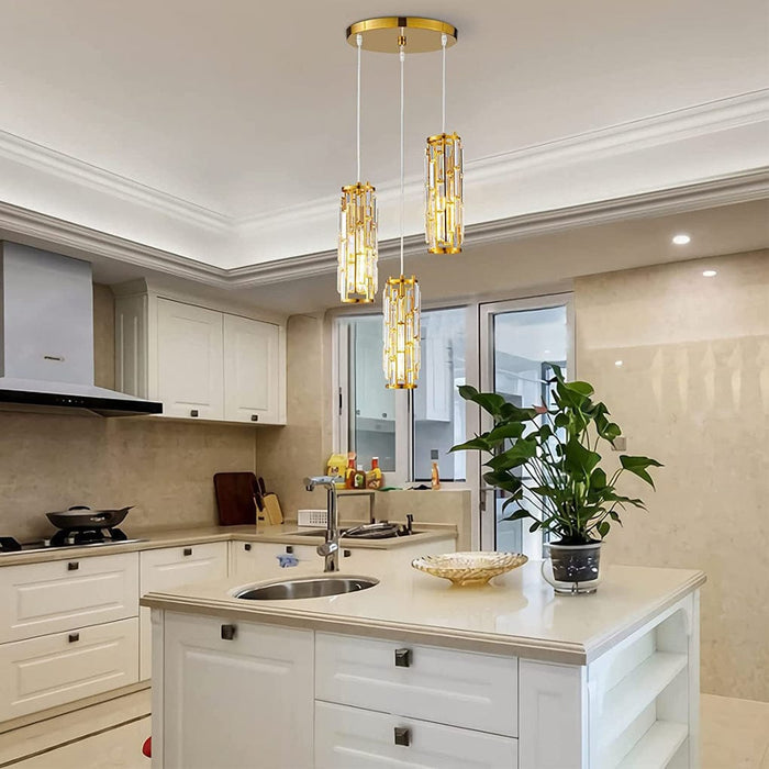 Mini Crystal Pendant Light Industrial Iron E27 Black Gold Chrome 1 3 Light Kitchen Island | NordaLight