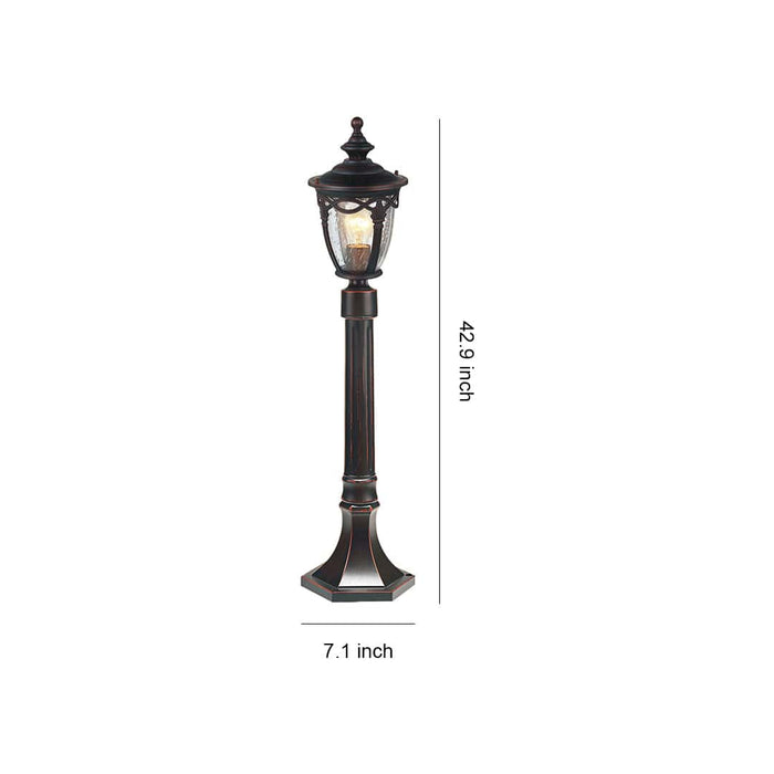 Minimalist Outdoor Garden Post Light Black Slim Aluminum Seeded Glass 9W 43 Inch Courtyard | NordaLight