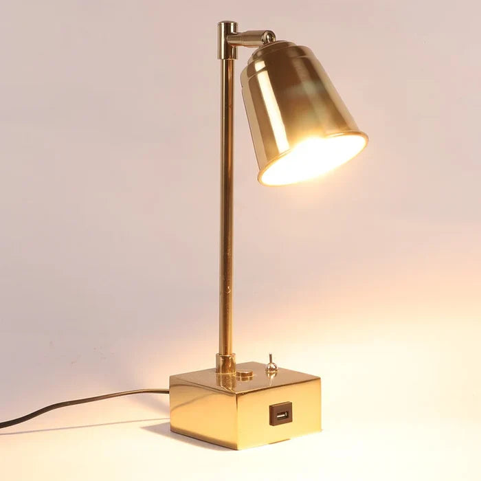 Modern Adjustable Study Table Lamp with USB Charging | Desk Light Metal Finish