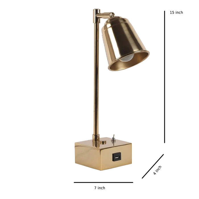 Modern Adjustable Study Table Lamp with USB Charging | Desk Light Metal Finish