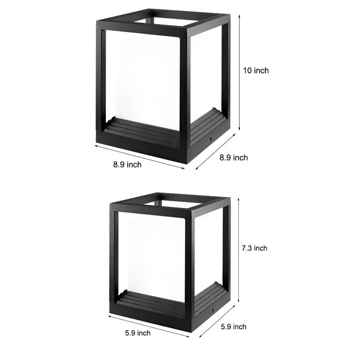 Modern Aluminum Acrylic Outdoor Pillar Light Black Solar or Hardwired IP54 3 Color Temperature 10 Hour 2 Sizes | NordaLight