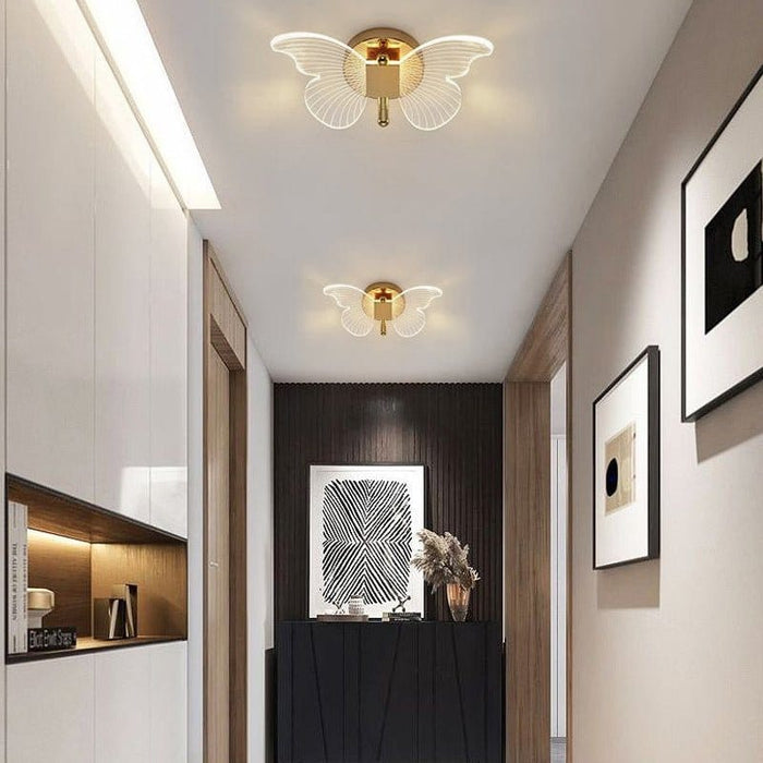 Modern Butterfly Wall Sconce – Gold LED 3-Step Dimming Decorative Wall Light | NordaLight