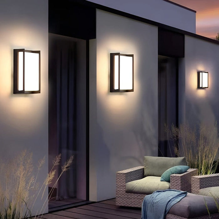 Modern Geometric Aluminum Alloy PC Outdoor Wall Sconce Black IP65 12W 2 Color Temperatures Balcony Villa | NordaLight