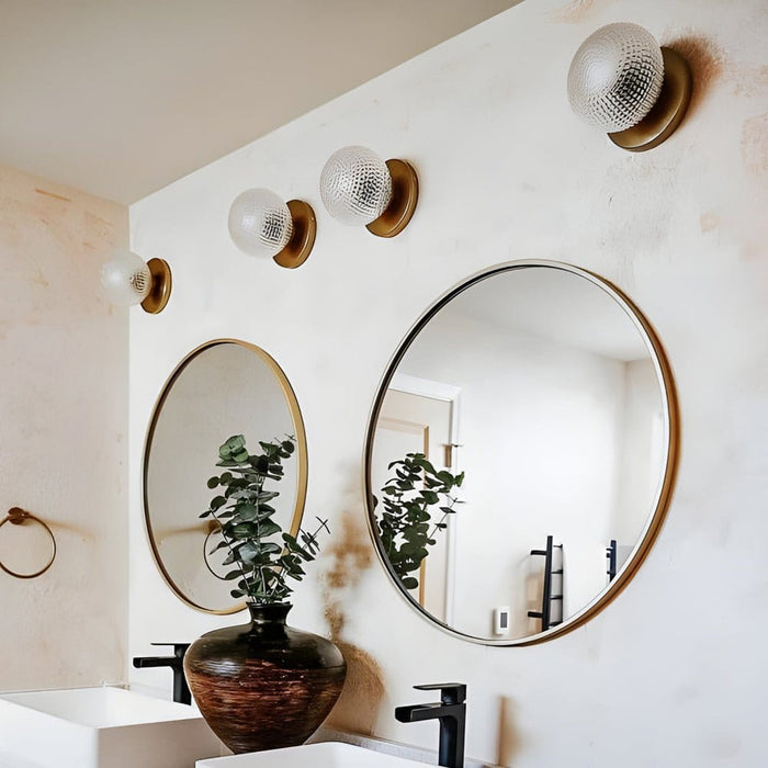 Modern Glass Ball Wall Sconce – Brass Copper Globe 3-Step Dimming Wall Light Fixture | NordaLight