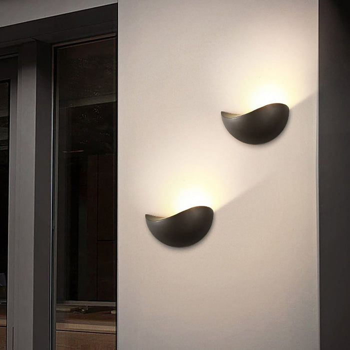 Modern Half Moon LED Wall Sconce Indoor Outdoor Uplight Waterproof Hallway Bedroom Black White | NordaLight