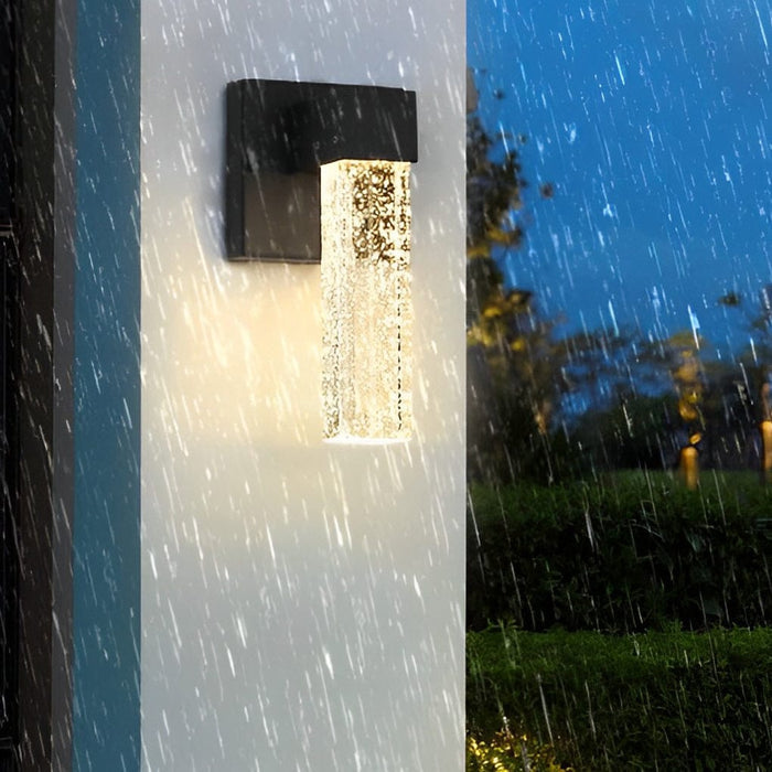 Modern LED Outdoor Wall Sconce Die-Cast Aluminum Crystal Bubble Shade 10W 3000K 90-260V Black | NordaLight