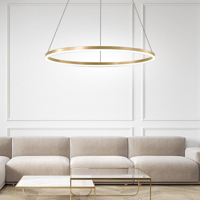 Modern LED Ring Chandelier Aluminium Acrylic Dimmable 3000K–6000K Remote Black Coffee Gold White 3 Sizes | NordaLight