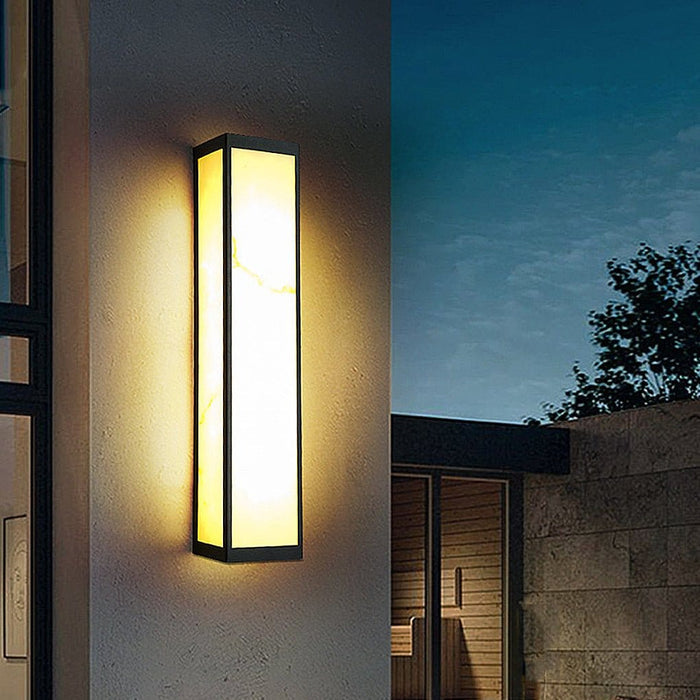 Modern Marble Finish Stainless Steel LED Outdoor Wall Sconce Black IP65 CRI80 4 Heights Courtyard Park Villa | NordaLight