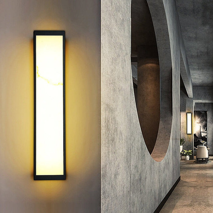 Modern Marble Finish Stainless Steel LED Outdoor Wall Sconce Black IP65 CRI80 4 Heights Courtyard Park Villa | NordaLight