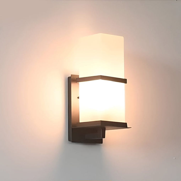 Modern Minimalist Black Outdoor Wall Sconce Frosted Glass E27 IP65 100-265V | NordaLight