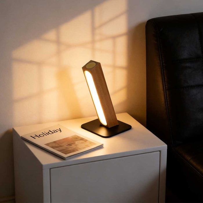 Modern Rechargeable LED Table Lamp Touch Dimmable Cordless Wood Nordic Desk Bedside 5000K 14.7 Inch | NordaLight