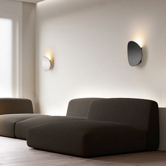Modern Round Disc LED Wall Sconce Backlit Aluminum Bedroom Hallway Living Room Black White | NordaLight