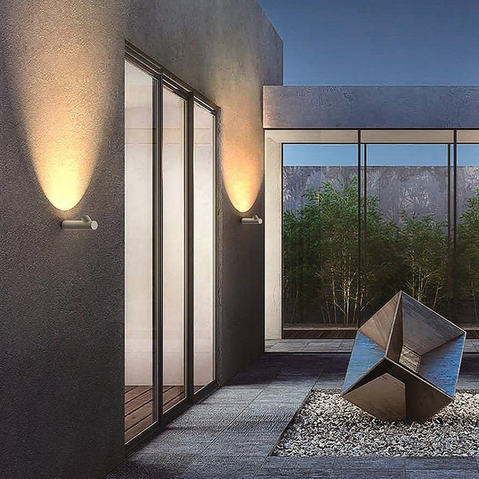 Modern Slim Outdoor Wall Uplight Cylinder LED 2W White Gray IP65 | NordaLight