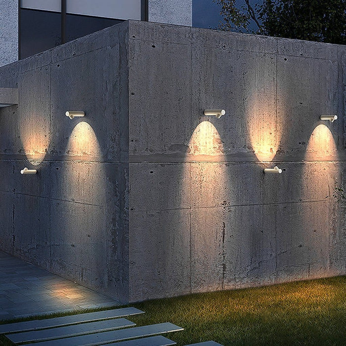 Modern Slim Outdoor Wall Uplight Cylinder LED 2W White Gray IP65 | NordaLight