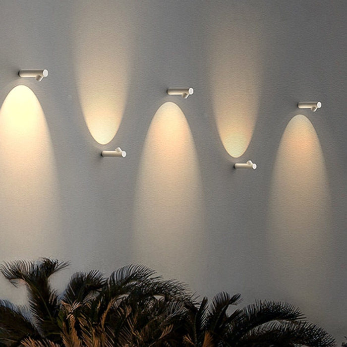 Modern Slim Outdoor Wall Uplight Cylinder LED 2W White Gray IP65 | NordaLight