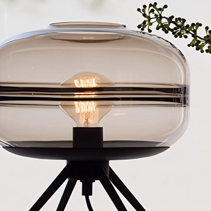 Modern Table Lamp Tinted Glass Dome Shade Iron Four-Leg Base Nordic Accent Sea Blue Smoky Gray Amber 13.78 Inch | NordaLight