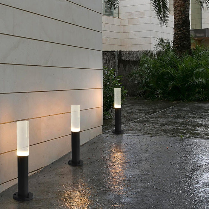 Modern Transparent Acrylic LED Bollard Light Waterproof Outdoor Pathway Landscape Lighting Black Aluminum IP65 | NordaLight