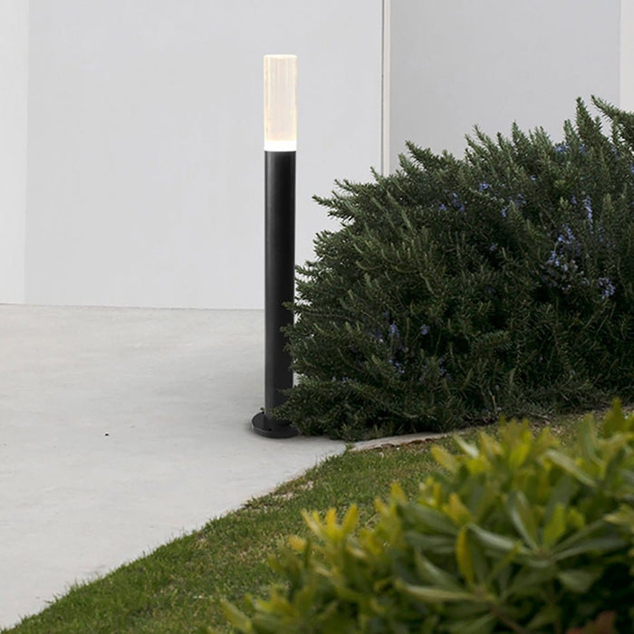 Modern Transparent Acrylic LED Bollard Light Waterproof Outdoor Pathway Landscape Lighting Black Aluminum IP65 | NordaLight