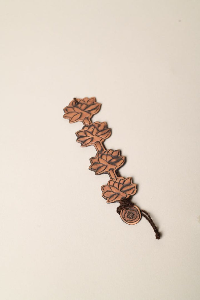 Mogra Lotus Chain Antique Copper Repoussé Bookmark