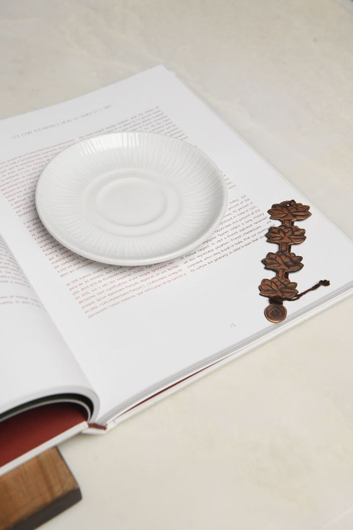 Mogra Lotus Chain Antique Copper Repoussé Bookmark