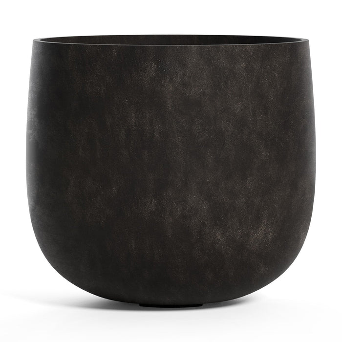 COSAPOTS Mondo Round Fiberglass Planter – Lightweight Indoor/Outdoor Plant Pot, Frost & Weather Resistant, Handmade Modern Decorative Planter – 8.5" X 8.5" X 7.7" – Brown Stone - Brown Stone,8.5 in diam. x 7.7 in