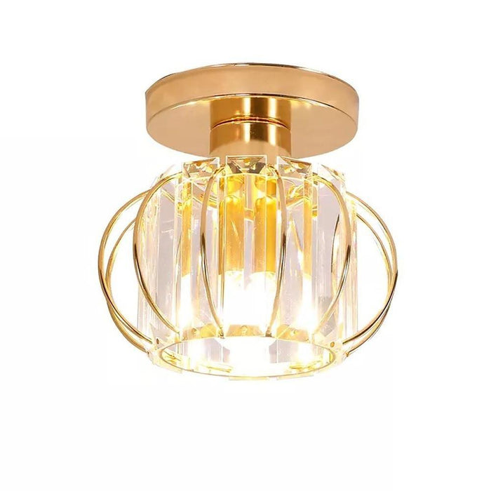Multiple Oval Crystal Semi-Flush Mount Ceiling Light — Traditional Classic Metal Crystal E26 E27 Gold Black 6 Inch | NordaLight