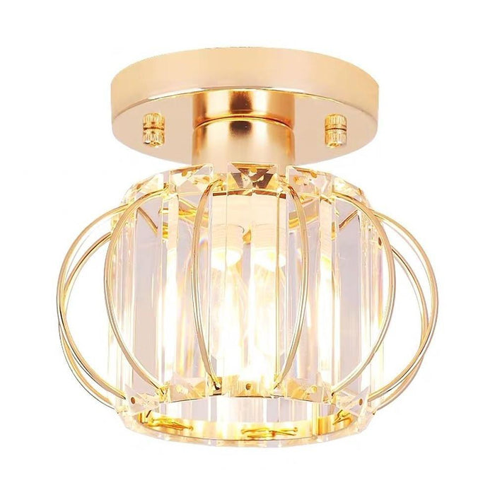 Multiple Oval Crystal Semi-Flush Mount Ceiling Light — Traditional Classic Metal Crystal E26 E27 Gold Black 6 Inch | NordaLight