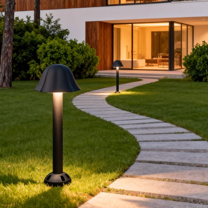 Mushroom Outdoor Path Light Black Aluminum Acrylic 12W LED Hardwired IP54 2 Styles | NordaLight