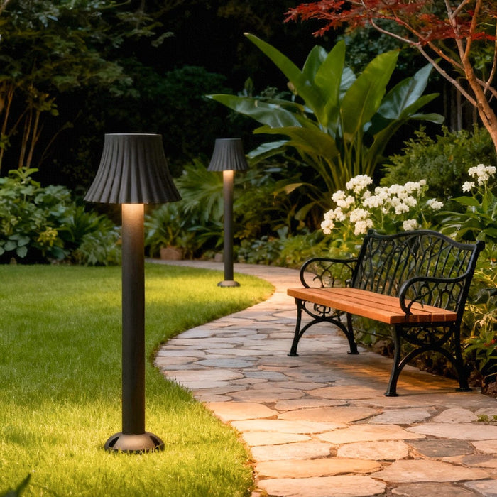 Mushroom Outdoor Path Light Black Aluminum Acrylic 12W LED Hardwired IP54 2 Styles | NordaLight