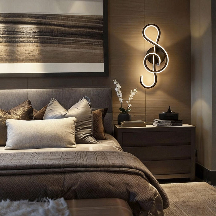 Musical Note LED Wall Sconce Aluminium Modern Decorative Bedroom Hallway Black White | NordaLight