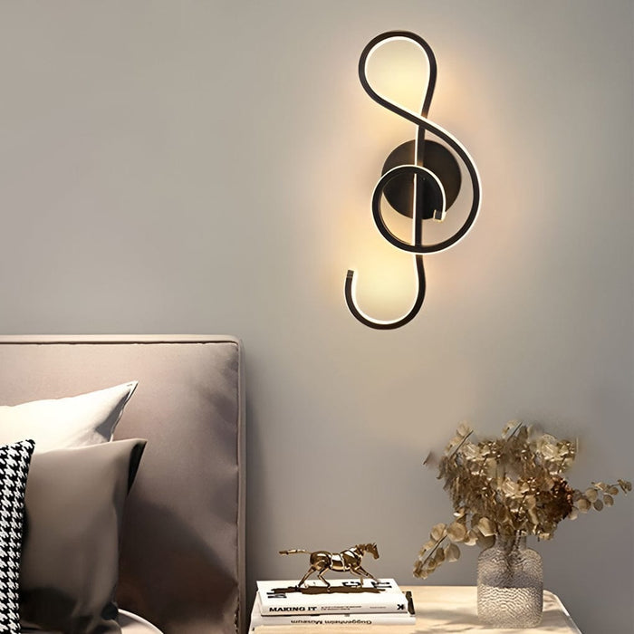Musical Note LED Wall Sconce Aluminium Modern Decorative Bedroom Hallway Black White | NordaLight